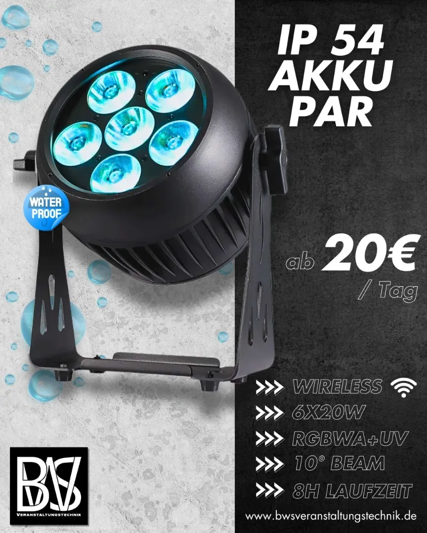IP 54 Akku Par mieten – BWS Veranstaltungstechnik Wittlich